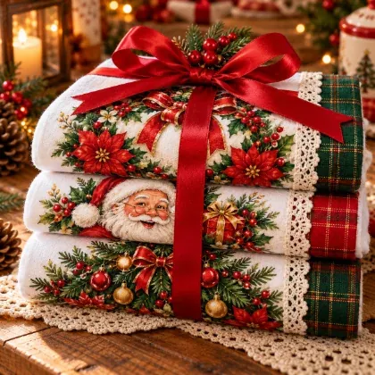 Kit Presente com 3 Panos de Natal